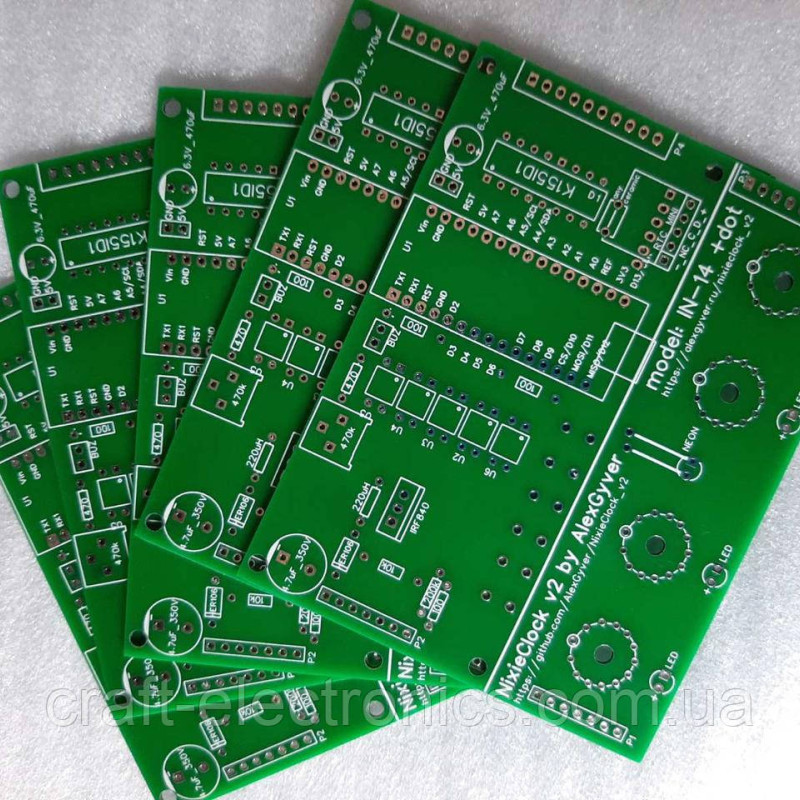 Плата часов на газоразрядных индикаторах IN-14 неон